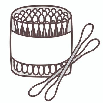 ラベル付き容器入り綿棒 綿棒,衛生用品,使い捨て,耳かき,耳掃除,メイク用品のイラスト素材