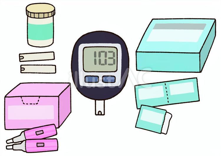 血糖測定器セット（血糖値表示あり） 血糖測定器,血糖値,糖尿病のイラスト素材