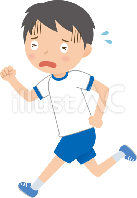 走る男子中高校生（体操着） 中学生,高校生,走るのイラスト素材