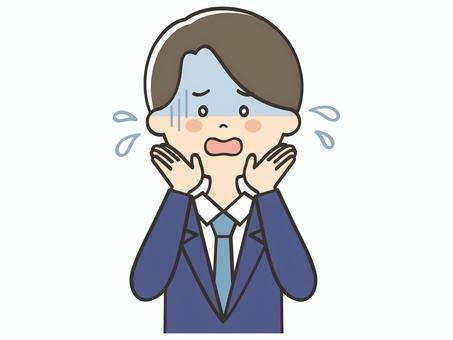 危険を知らせるスーツの男性 危険を知らせるスーツの男性 sos,助けて,焦る,困る,男性,絶望,不安,スーツ,危険,注意喚起のイラスト素材