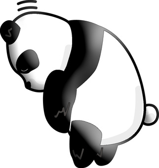 삽화, 팬더, 귀여운, 인사, 