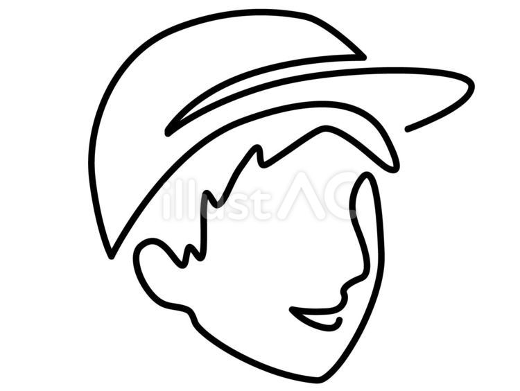一筆書き　イラスト　男性　帽子 一筆書き,ラインアート,シンプルのイラスト素材