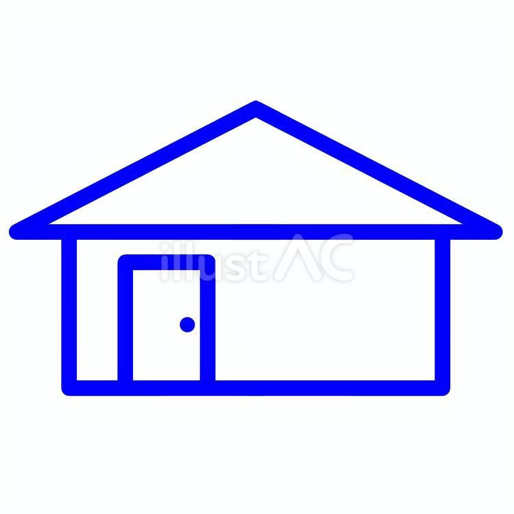 玄関付き平屋（青） 平屋,家,住まいのイラスト素材