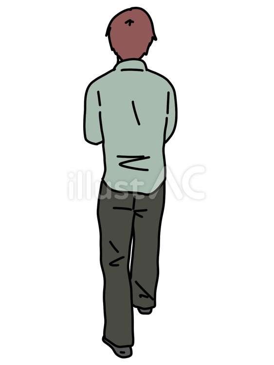 歩く男性の後ろ姿 男性,背面,ズボンのイラスト素材