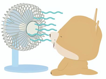 扇風機_犬 扇風機,犬,笑顔,動物,かわいい,夏,風のイラスト素材