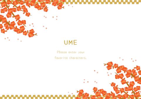 シンプルな梅の花のフレーム シンプルな梅の花のフレーム 梅,植物,花,フレーム,自然,和柄,ナチュラル,ほのぼの,ほんわか,シンプルのイラスト素材