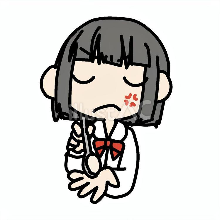 怒ってあーんしてくる少女 小学生,あーん,怒るのイラスト素材