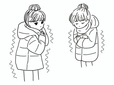 People who are cold monochrome, cold, to feel cold, i am cold., JPG and PNG