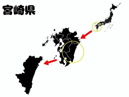 宮崎県 宮崎,県,九州,地方,都道府県,地図,マップ,日本,日本列島,観光地のイラスト素材