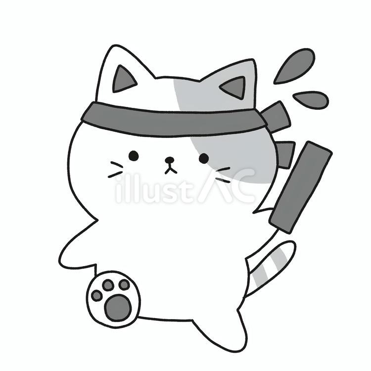 走る猫 走る,運動会,猫のイラスト素材
