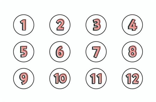 赤い数字セット 赤い数字セット 数字,セット,番号,丸,アイコン,12カ月,1年,並び,順番,赤のイラスト素材