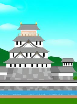 お城と空 お城,日本,古城,建物,重要,文化財,歴史,背景,文化,フラットのイラスト素材