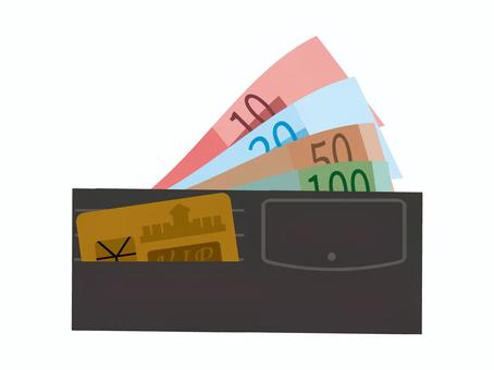 財布1 財布,お金,紙幣,カード,海外,イラスト,シンプル,ベクターのイラスト素材