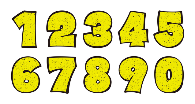 オリジナル数字セットJ　よごれ 数字,フォント,オリジナル,文字,太文字,極太,ボールド,フチ,袋文字,太ラインのイラスト素材