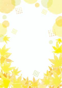 もみじと円のフレーム01 秋,フレーム,背景,もみじ,水彩,紅葉,秋の素材,枠,水彩風,手描きのイラスト素材