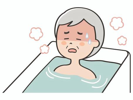 お風呂でのぼせるおじいさん のぼせる,のぼせ,暑い,熱い,お風呂,風呂,入浴,浸かる,おじいさん,年配のイラスト素材