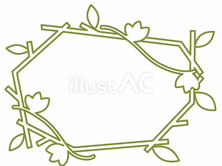 緑の枝と蔦のフレーム背景 枝,蔦,葉のイラスト素材