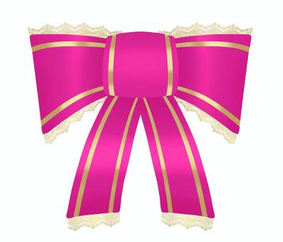 レースのついたクリスマスリボン【ピンク】