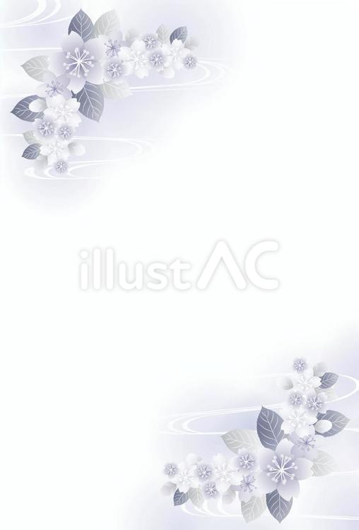 暗いサクラのグリーティングはがき無線 桜,花,流水のイラスト素材