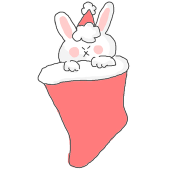 うさぎちゃんのプレゼント♪ うさぎ,かわいい,動物,いきもの,クリスマス,靴下,プレゼント,ギフト,もらう,あげるのイラスト素材