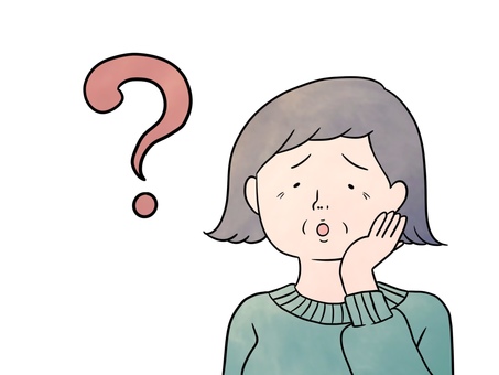 疑問に感じるおばあさん おばあさん,祖母,人物,シンプル,シニア,挿し絵,高齢者,はてな,素材,クエスチョンのイラスト素材