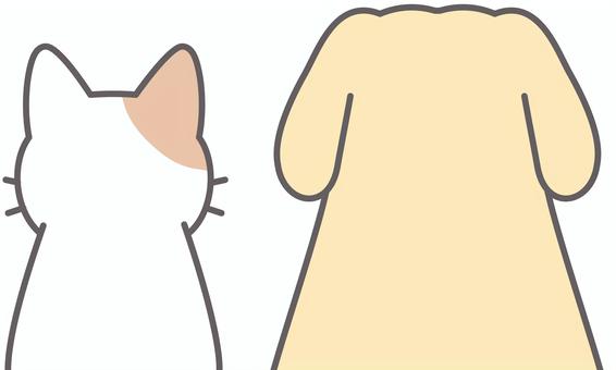 犬と猫のシンプルな後ろ向きのアイコン 犬,猫,後ろ,後頭部,保護,ゴールデンレトリバー,ペット,成犬,成猫,アイコンのイラスト素材