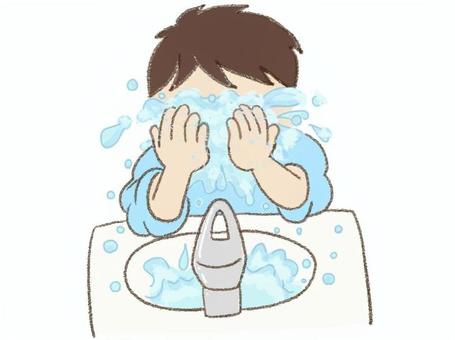 顔をあらう男の子 視覚支援,お支度ボード,絵カード,スケジュール,子ども,洗顔のイラスト素材