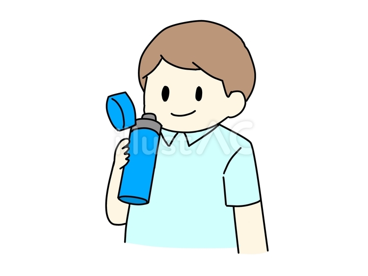 水筒で水分補給をする男性 水分補給,熱中症対策,水筒のイラスト素材