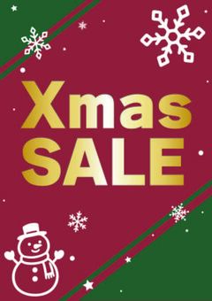 クリスマスセールデザイン雪だるまA4 クリスマス,セール,デザイン,雪だるま,広告,チラシ,pop,雪,赤,緑のイラスト素材