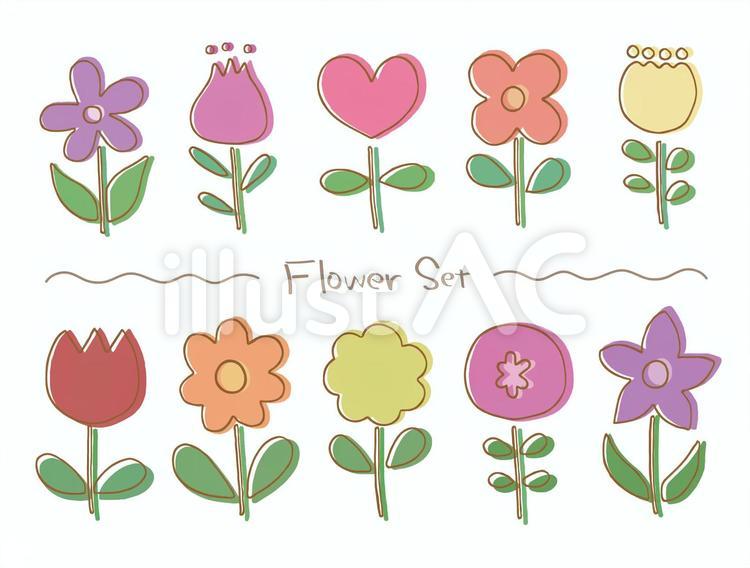 かわいい花のセット 花,植物,セットのイラスト素材