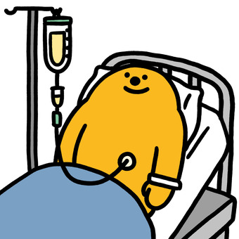 胃ろうくん 医療,病院,患者,治療,胃ろう,食事,経管栄養,栄養補給のイラスト素材