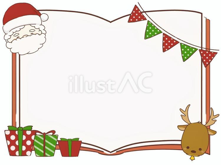 赤い本のフレーム　クリスマス クリスマス,本,サンタクロースのイラスト素材