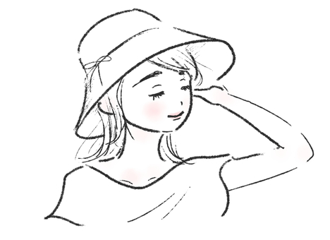 帽子をかぶる女性　シンプル 帽子,かぶる,女性,シンプル,女の人,人,人物,女の子,大人,女のイラスト素材
