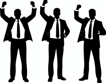 成功のガッツポーズ男性3人ビジネス eps,png,jpeg,ガッツポーズ,成功,達成,勝利,喜び,ビジネスマン,3人のイラスト素材
