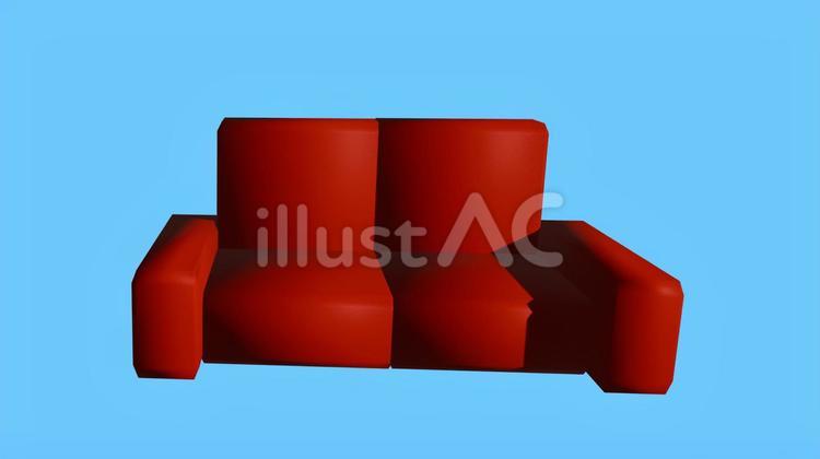 赤ソファのＣＧ ソファ,赤,家具のイラスト素材