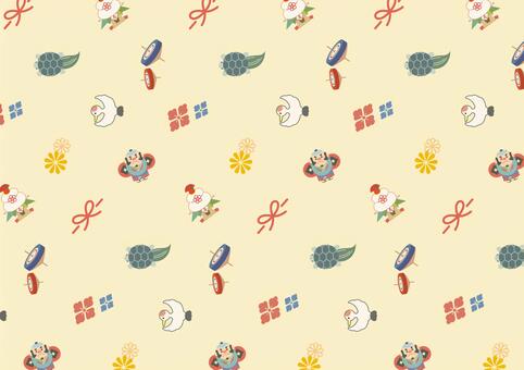お正月背景パターン02 お正月,正月,背景,パターン,あしらい,冬,和風,和,和柄,鏡餅のイラスト素材