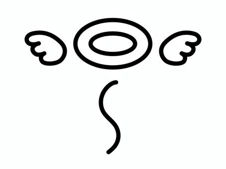 かわいい天使の輪と羽の線画イラスト 天使の輪,天使,昇天,成仏,死亡,死,魂,輪,羽根,線画のイラスト素材