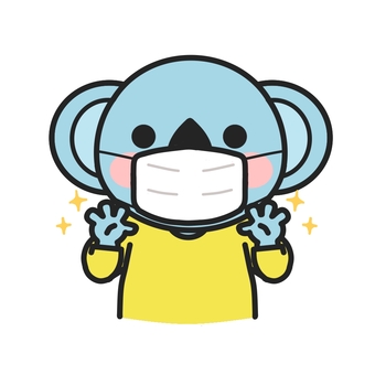 洗った手をみせるマスクをしたコアラ コアラ,保健だより,マスク,手洗い,病院,小児科,耳鼻科,手洗い指導,てあらい,清潔のイラスト素材