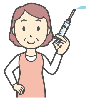  エプロンおばちゃん-150-バスト 診察,おばちゃん,エプロン,お母さん,ママ,中年,おばさん,主婦,人物,かわいいのイラスト素材