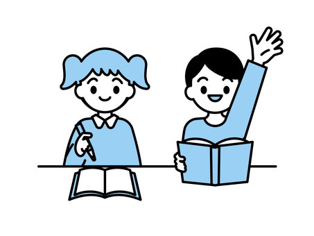 勉強・授業を受ける子ども03 人物,子ども,女の子,男の子,児童,園児,勉強,授業,ノート,本のイラスト素材