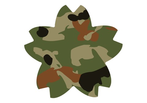 Cherry blossom silhouette (GSDF camouflage style) (white frame line), , JPG and PNG