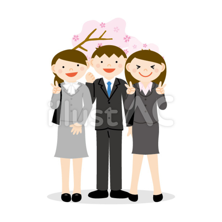 3人のスーツの男女 入社式,入学式,スーツのイラスト素材