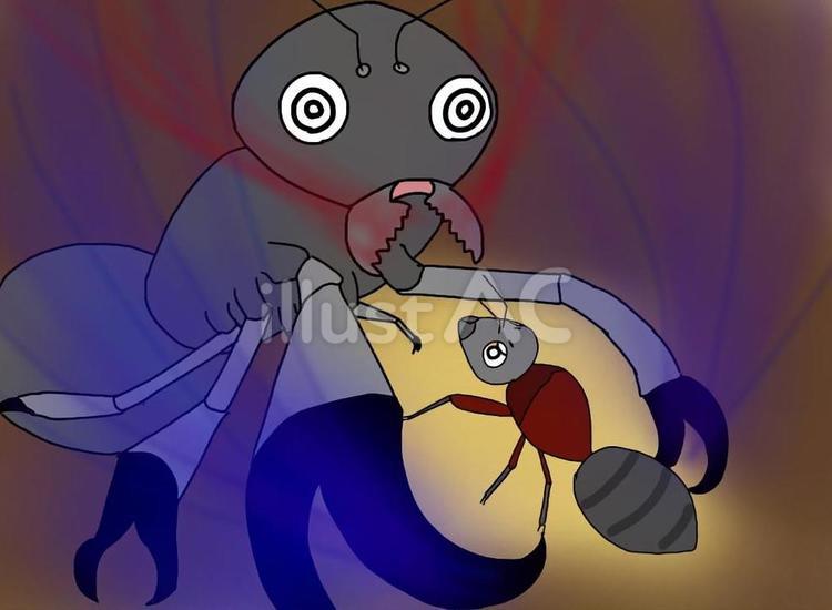 大きい蟻と小さい蟻 蟻,虫,昆虫のイラスト素材