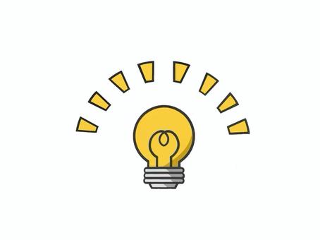 閃きをイメージする電球のアイコン 閃く,閃き,電球,思いつく,ライト,アイデア,発想,着目,明るい,思考のイラスト素材