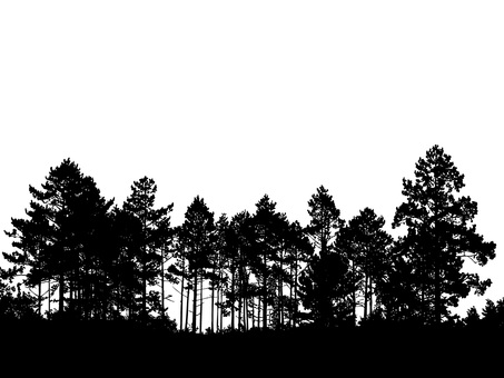 森と林の木々、樹木のシルエット素材2 森,林,森林,山,自然,樹木,木々,景色,環境,郊外のイラスト素材