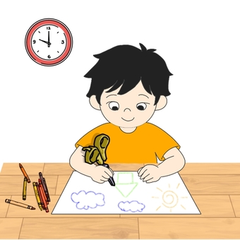 【不合理な絵】どこがへん？　はさみで描く はさみ,お絵かき,間違い,どこがへん,認知,療育,保育,プリント,言語聴覚療法,作業療法のイラスト素材