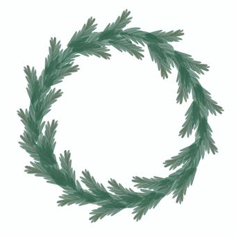 水彩グリーンリース（針葉樹・太） 水彩,植物,針葉樹,クリスマス,リース,素材,グリーン,シンプルのイラスト素材