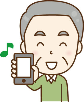 An old man showing a smartphone Male B, , JPG and PNG