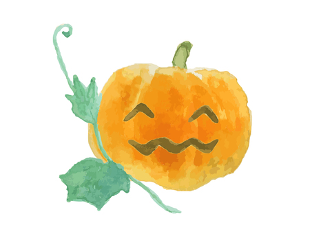 水彩のシンプルなハロウィンカボチャ かぼちゃ,カボチャ,ハロウィン,顔,ジャックオランタン,野菜,可愛い,食べ物,水彩,水彩絵の具のイラスト素材