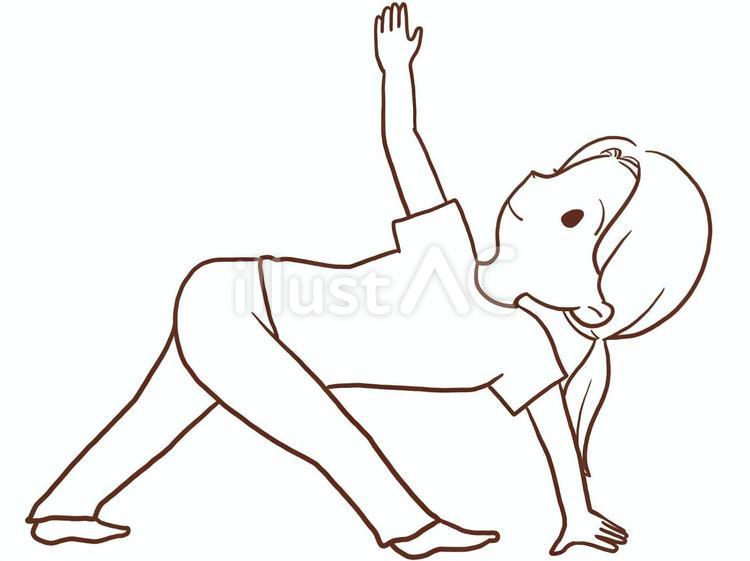 ヨガをする女性4(色なし) 女性,ヨガ,女の子のイラスト素材